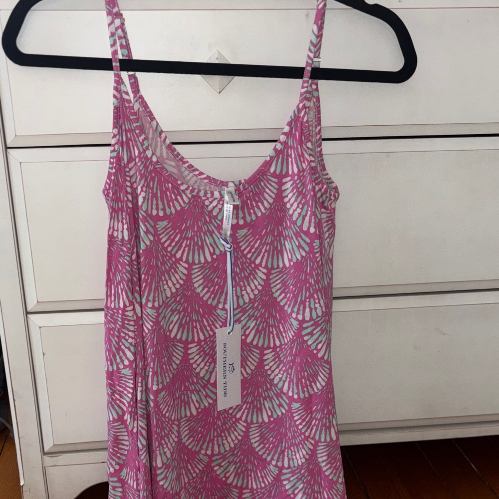 Southern Tide Pink Shell-Patterned Tank Top